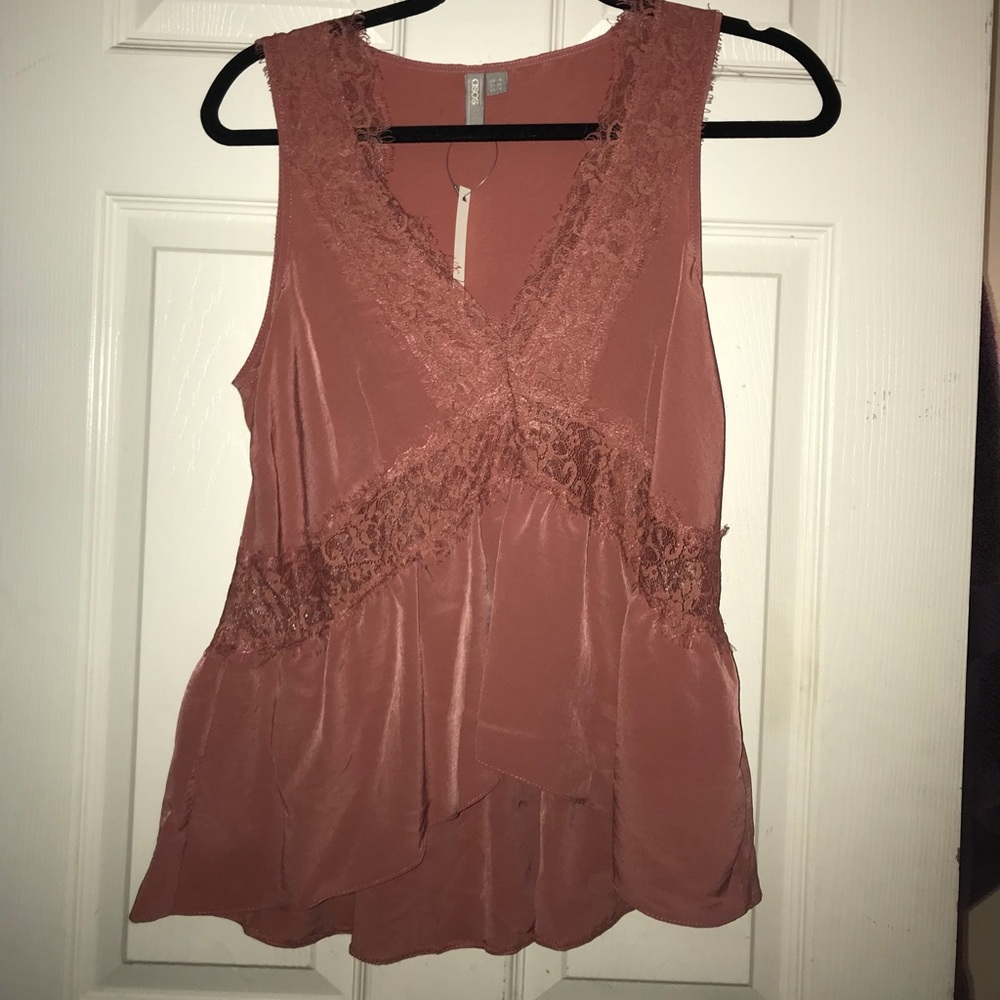 Chiffon and Lace Tank Top